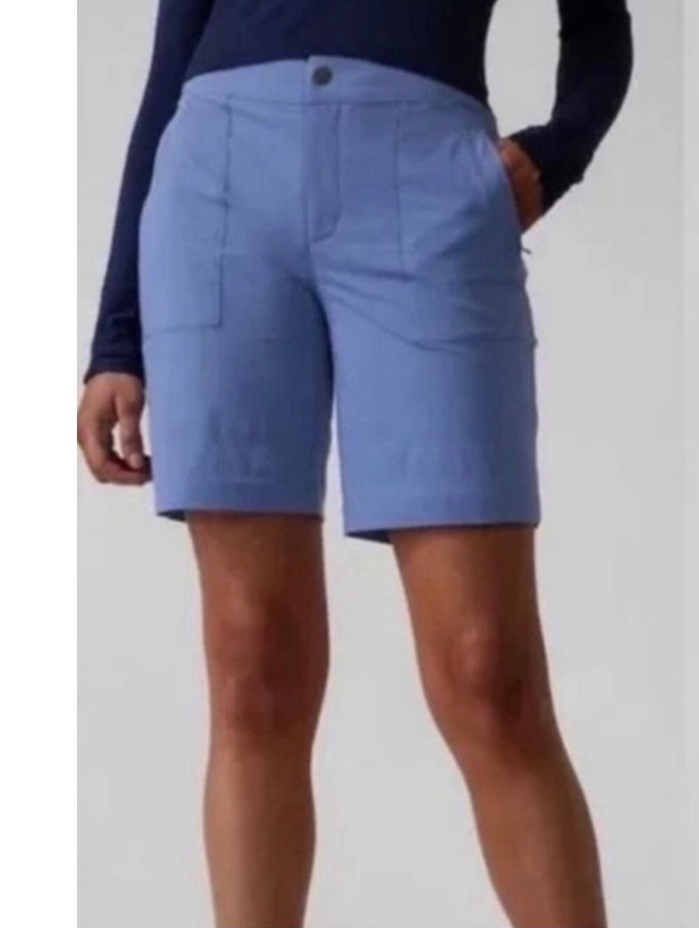 Athleta Shorts Womens 16 Cottage Blue Trekkie Bermuda Ripstop Nylon Hiking Trek